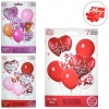Воздушные шарики MK 5645 (1уп/12шт) "I Love you", 5шт 12дюйм, 2шт 17дюйм, лента 10м, 3цвет, в пакете