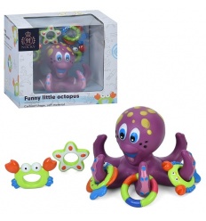 Игра 8922 для купания, осьминог 17 см - кольцо, кольца - фигурки 5шт, в коробке