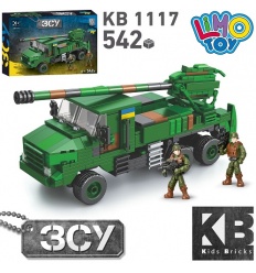 Конструктор KB 1117 военный, машина, 542дет, фигурки 2 шт, в коробке