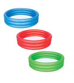 Бассейн 51025 (12шт) детский,круглый,3 кольца,122-25см,3 цвета(красн,син,зел),в кульке,26-25-2см