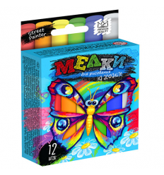 Мел для рисования на асфальте MEL-02-03 "Danko-toys", 12 цветов, тонкие