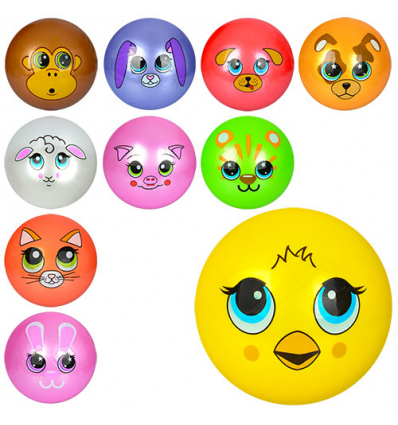 Мяч детский MS 0249-1 мордочки животных