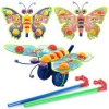 Каталка 305 (72шт) на палке, бабочка - погремушка, машет крыльями, 3 вида, в кульке, 27-20-8см