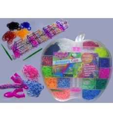 Набор резинок для плетения браслетов 71.72.73/7001 большой, 18 цветов, в коробке (яблоко)