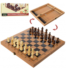Шахматы 822 нарды, шахматы, шашки, деревянные, в коробке
