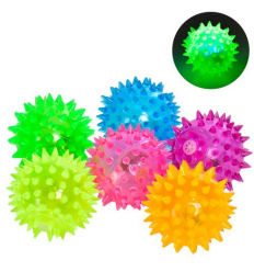 М'яч масажний MS 1137-1 (1уп/12шт) в дисплеї, 6,5 см, пискавка, 6 кольорів, в пакеті, світло