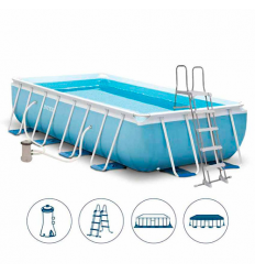 Басейн каркасний 26792 (1шт/ящ) INTEX, прямокут, 488-244-107 см, 10874 л, фільтр-насос, сходи, підстилка, тент, в коробці
