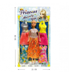 Кукла 61002-5 рост 26 см, сменные платья, микс цветов, на листьях, 38-21-2 см