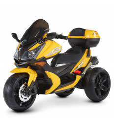 Мотоцикл M 4852 EL-6 (1шт/ящ) Bambi Racer, 1 аккумулятор, 2 мотора, кожаные сиденья, EVA, желтый