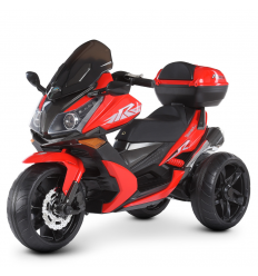 Мотоцикл M 4852 EL-3 (1шт/ящ) Bambi Racer, 1 аккумулятор, 2 мотора, кожаные сиденья, EVA, красный