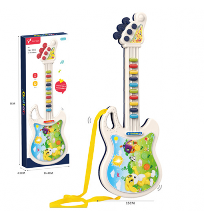 Гітара 792 розмір 45 см, звук, світло, на батарейках, 2 кольори, в коробці