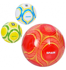 Мяч футбольный EN 3335 (30шт) размер 5, ПВХ 1,8 мм, 340-360 г, 3 вида (страны), в кульке