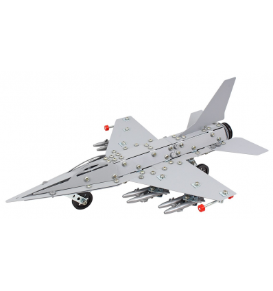 Конструктор металевий 9598 Літак F16, "ТехноК", в коробці, 430 металевих та пластикових деталей, розмір у зібраному вигляді 14-3