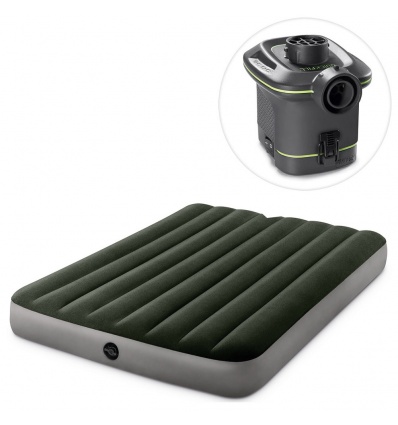 Велюр матрас 64778 (3шт/ящ) INTEX 137-191-25см, до 272кг, насос на батарейках, зеленый, в коробке