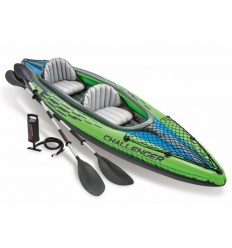 Човен 68306 (1шт/ящ) INTEX CHALLENGER K2 KAYAK,351-76-38 см, до 180кг, 2чол, 2 алюмініеві весла - 218см, 68614 насос