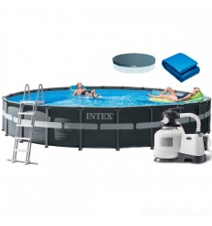 Басейн каркасний 26340 (1шт/ящ) INTEX 732-132, 47241л, фільтр-насос, драбина, підстилка, тент, в кор-ці