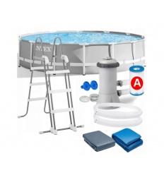 Бассейн каркасный 26720 (1шт/ящ) INTEX 427-107см, 12706л, фильтр-насос, лестница, подстилка, тент, в