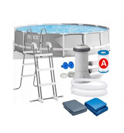 Бассейн каркасный 26720 (1шт/ящ) INTEX 427-107см, 12706л, фильтр-насос, лестница, подстилка, тент, в