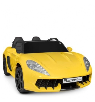 Машина M 4055 AL-6 (1шт/ящ) Bambi Racer, мотор, 1 аккумулятор, кожаные сиденья, USB, чехол, желтый