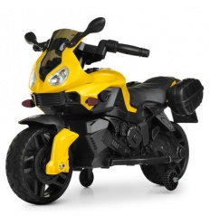 Мотоцикл M 4080 EL-6 (1шт/ящ) 1мотор, 1акум, кожаные сиденья, колеса EVA, MP3, музыка, желтый