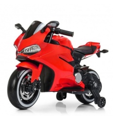 Мотоцикл M 4104 EL-3 (1шт/ящ) Bambi Racer, 2мотори*25W, 1акум*12V/9AH, MP3, USB, світяться колеса, шкіряні сидіння, EVA, червони