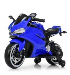 Мотоцикл M 4104 EL-4 (1шт/ящ) Bambi Racer, 2мотори*25W, 1акум*12V/9AH, MP3, USB, світяться колеса, шкіряні сидіння, EVA, синій