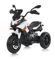 Мотоцикл M 5037 EL-1 (1шт/ящ) Bambi Racer, 1акум, 2моторы, музыка, свет, кожа, MP3, USB, белый