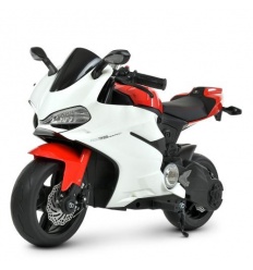 Мотоцикл M 4262 EL-1-3 (1шт/ящ) Bambi Racer, 1моторы, 2акум, свет, колеса EVA, бело-красный 