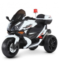 Мотоцикл M 4852 EL-1-2 (1шт/ящ) Bambi Racer, 1акум*12V/7AH, 2мотори*35W, шкіряні сидіння, EVA, біло-чорний
