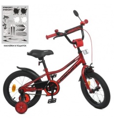 Велосипед дитячий PROF1 14д. Y 14221-1 (1шт/ящ) Prime, SKD75, ліхтар, дзвінок, дзеркало, додаткові колеса, червоний
