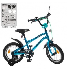 Велосипед дитячий PROF1 14д. Y 14253 S-1 (1шт/ящ) Urban, SKD 75, ліхтар, дзвінок, дзеркало, додаткові колеса, бірюзовий