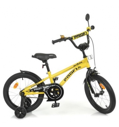 Велосипед детский PROF1 16д. Y 16214-1 (1шт/ящ) Shark, SKD 75, фонарь, звонок, зеркало, жолто-черный