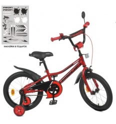 Велосипед дитячий PROF1 16д. Y 16221 (1шт/ящ) Prime, SKD 45, ліхтар, дзвінок, дзеркало, додаткові колеса, червоний