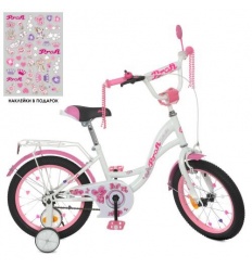 Велосипед дитячий PROF1 16д. Y 1625 (1шт/ящ) Butterfly, SKD 45, ліхтар, дзвінок, дзеркало, додаткові колеса, кошик, біло-рожевий