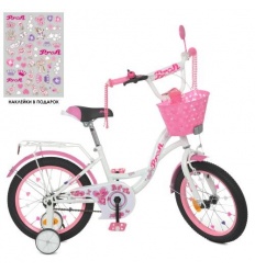 Велосипед детский PROF1 16д. Y 1625-1K (1шт/ящ) Butterfly, SKD 75, бело-розовый, фонарь, звонок