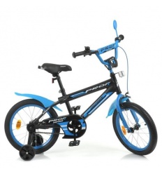 Велосипед дитячий PROF1 16д. Y 16323-1 (1шт/ящ) Inspirer, SKD 75, ліхтар, дзвінок, дзеркало, додаткові колеса, чорно-синій (мато