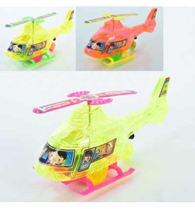 Вертолет 038 A размер 18 см, заводной, ездит, вращается винт, микс цветов, в пакете