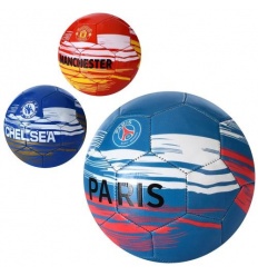 Мяч футбольный EV 3351 размер 5, ПВХ 1,8 мм, 300г, 3 вида (клубы), в пакете