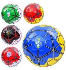 Мяч футбольный EV 3385 размер 5, ПВХ 1,8 мм, 300-320г, 5 видов (страны), в пакете