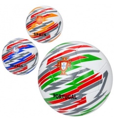 Мяч футбольный EV 3389 размер 5, ПВХ 1,8 мм, 300-320г, 3 вида (страны), в пакете