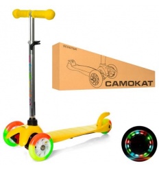 Самокат BB 3-013-4-AY (1шт/ящ) MINI, алюм + пластик, 3колесаПУ-світло, 2перв120мм, задн75мм, подножк
