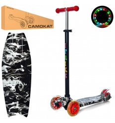 Самокат JR 3-055-1-WP12 (1шт/ящ) MAXI, алюминий+пластмасса, колеса 3шт ПВХ, 2 передних 120 мм-свет