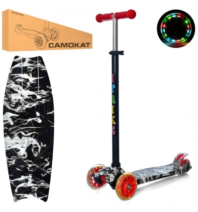 Самокат JR 3-055-1-WP12 (1шт/ящ) MAXI, алюминий+пластмасса, колеса 3шт ПВХ, 2 передних 120 мм-свет