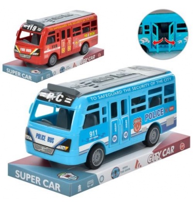 Автобус XY331-09P (120шт) іінерц, 18 см, двері що відкриваються, 2 види, в слюді, 21-9,5-8см