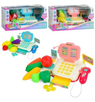 Кассовый аппарат 682-2A-2B размер 22 см, сканер, звук, деньги, продукты, на батарейках, в коробке
