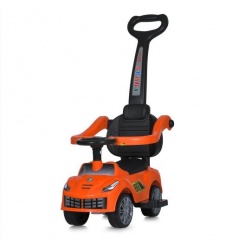 Каталка-толокар M 5728 L-7 (1шт/ящ) Bambi Racer, родительская ручка, музыка, свет, кожа, оранжевый