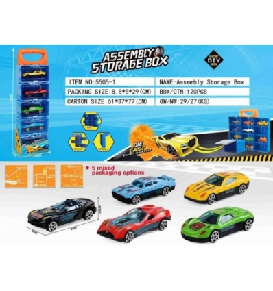 Набор машин 5505-1 метал, микс видов, 5 шт в боксе, в чемодане