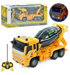 Бетономешалка 2301-1 р/у, 21 см, 1:30, свет, подвижные детали, на батарейках, в коробке