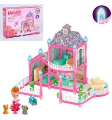 Будиночок 556-45 A поверхи-2, 46-30-в41 см, світло, меблі, лялька, тварини, будка, на бат-х, в короб