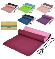 Йогамат MS 0613-30 TPE, размер 183-61 см, толщина 6мм, двухцветный, микс цветов, в пакете